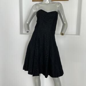 Paul & Joe Strapless  Fit& Flare Black Lace Dress Size FR 40